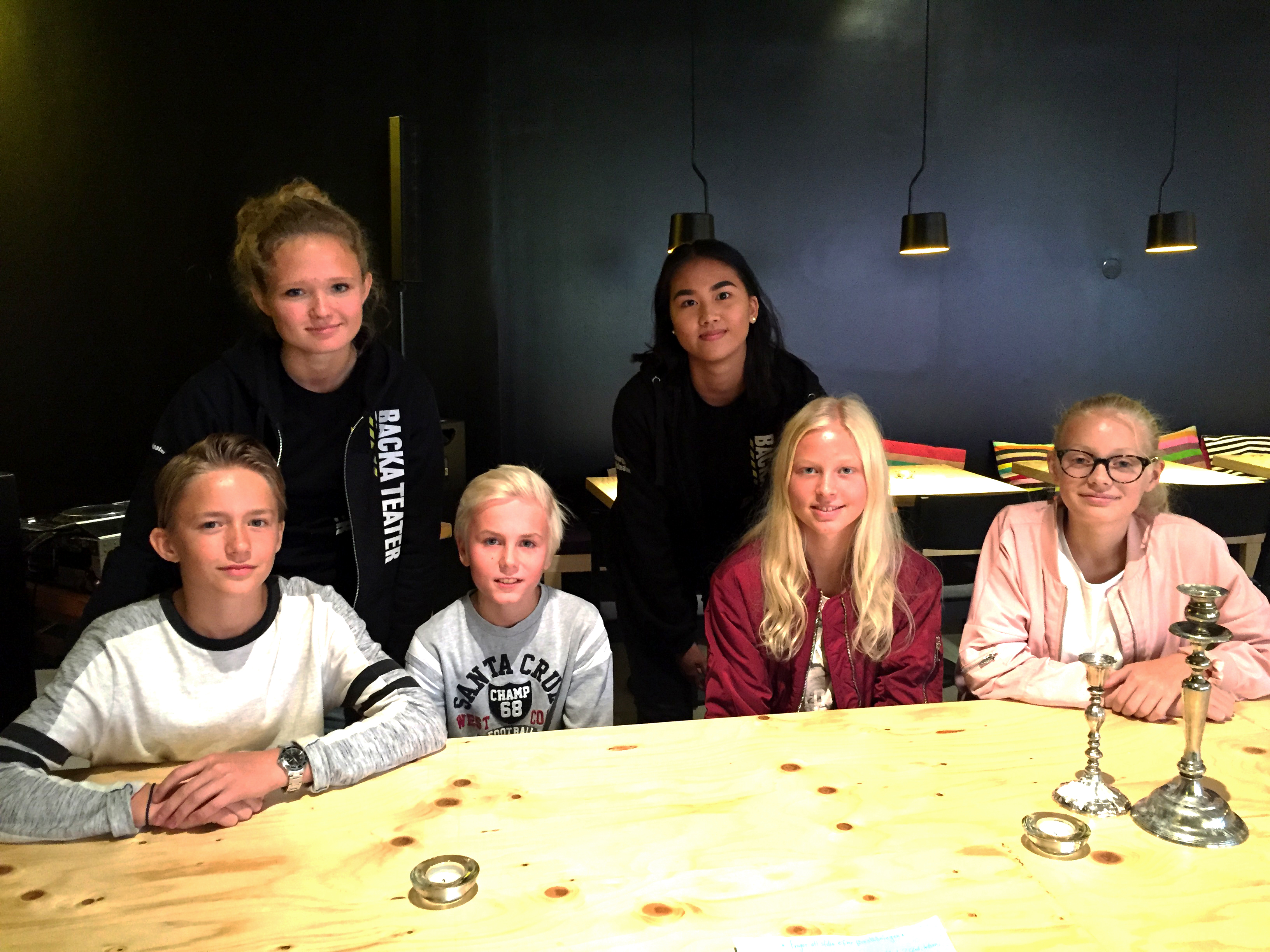 Gruppbild på Ebba, Tindra, Carl, Oscar, Anna och Niki